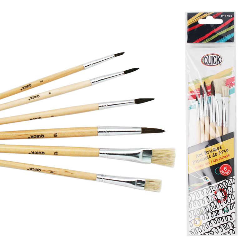 Wood School Art Brushes, Set of 6